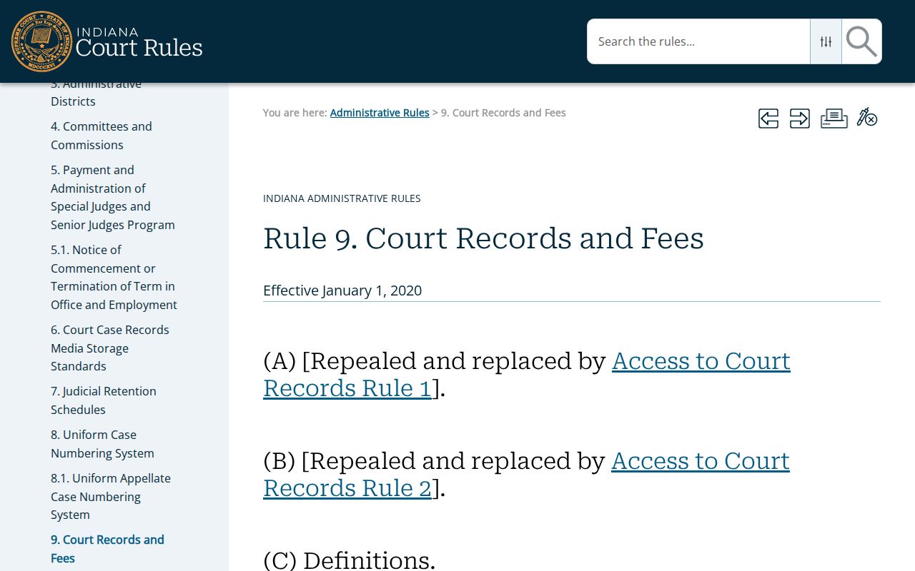 Howard County court calendar fields under Administrative Rule 9