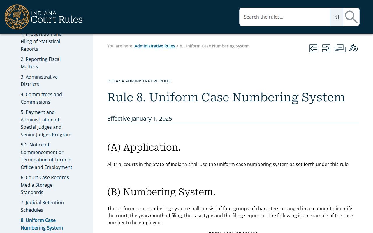 Howard County civil docket Administrative Rule 8 source