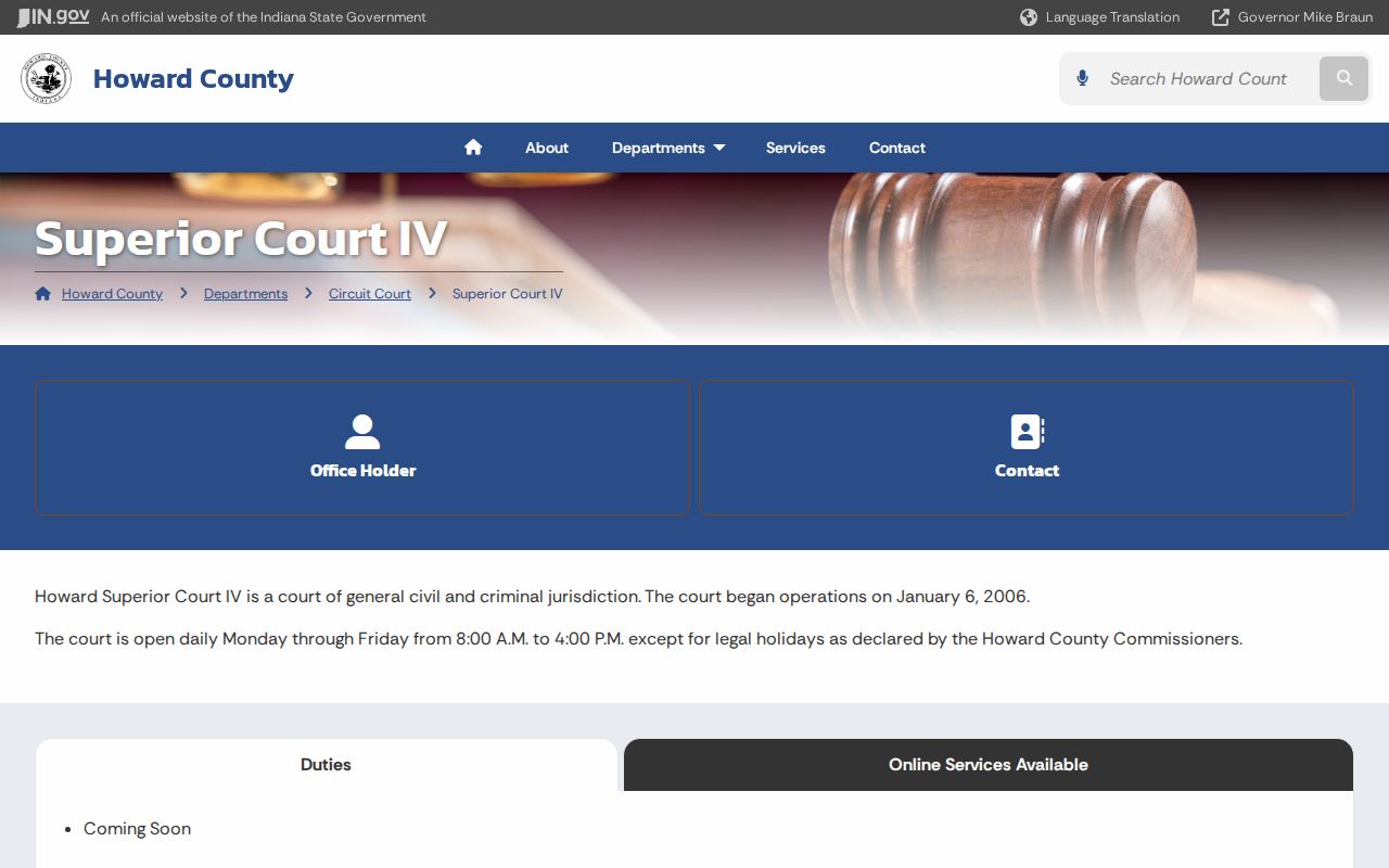 Howard County criminal docket Superior Court IV source