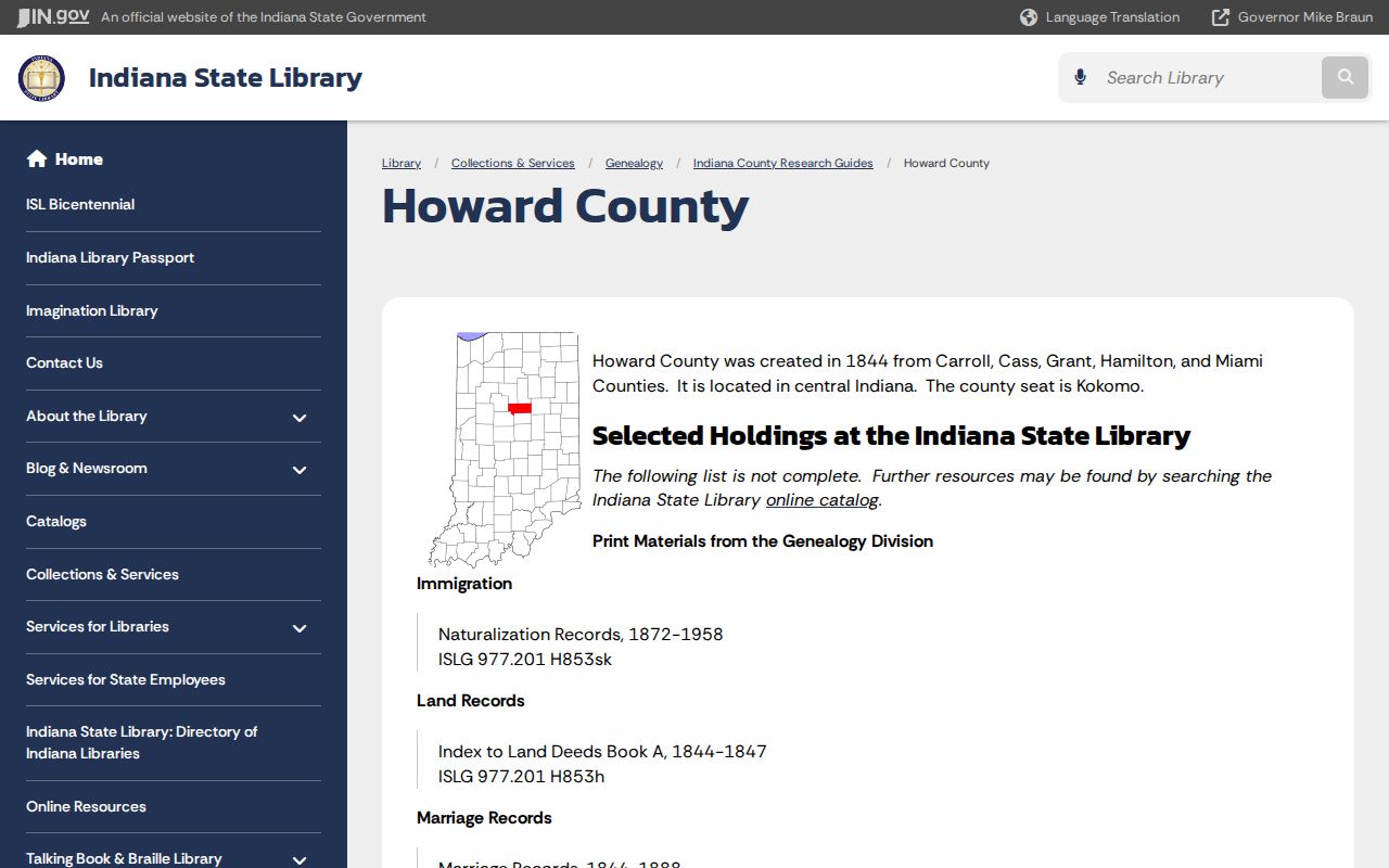 Howard County history source for Greentown court docket research context