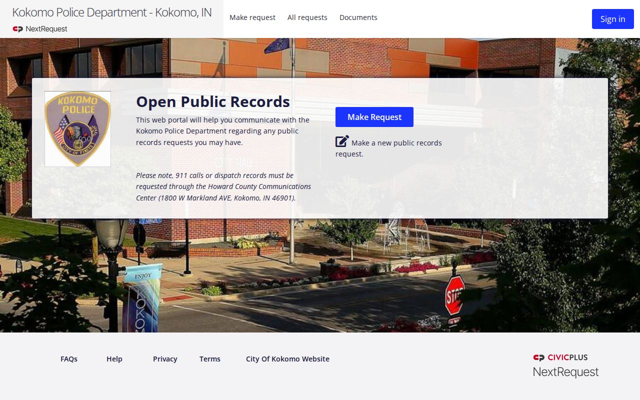 Kokomo public records portal separate from the Kokomo court docket