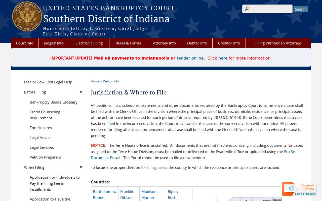 Bankruptcy case information for Russiaville federal court records