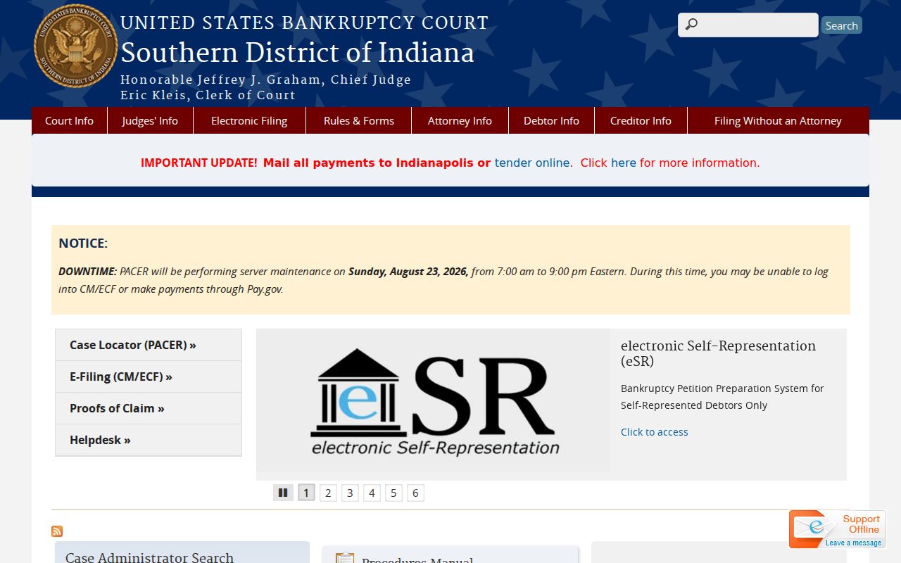 Southern District bankruptcy court route for Russiaville records