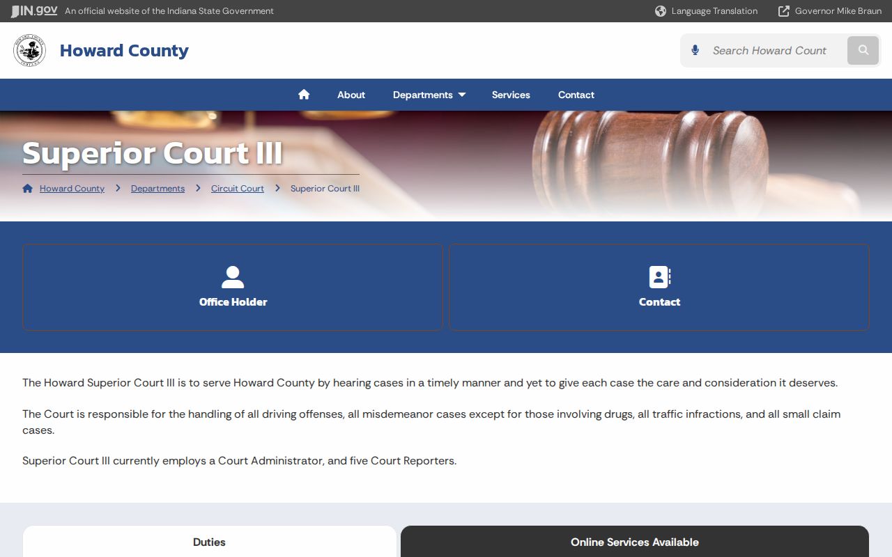 Howard County traffic court records at Superior Court III