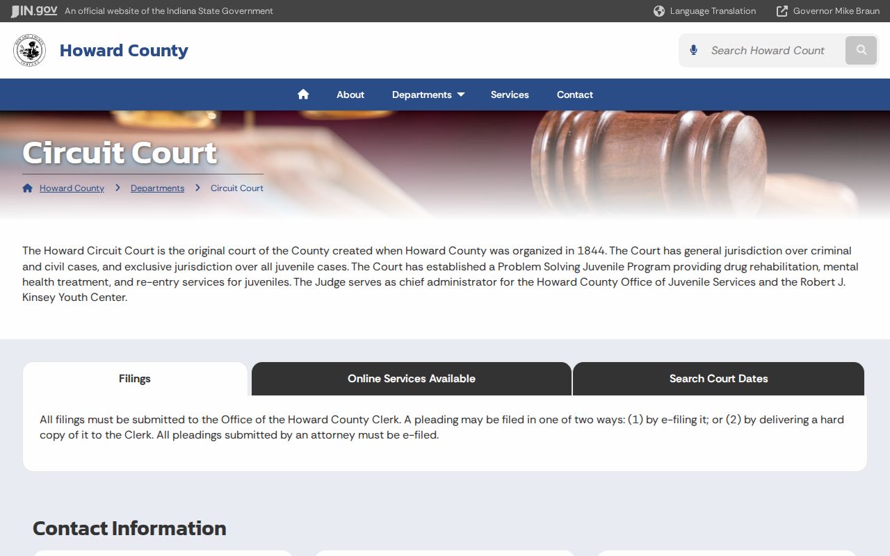 Howard County court docket Circuit Court page
