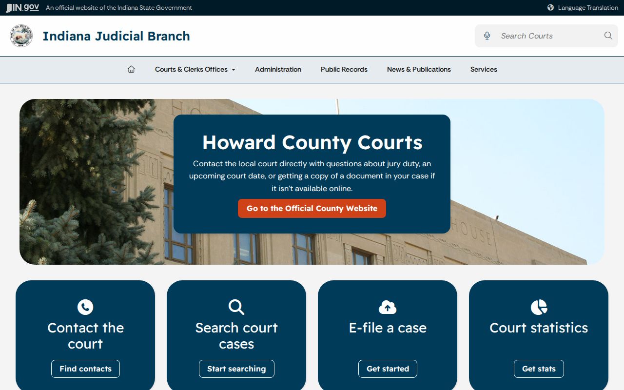 Howard County court docket judicial branch page